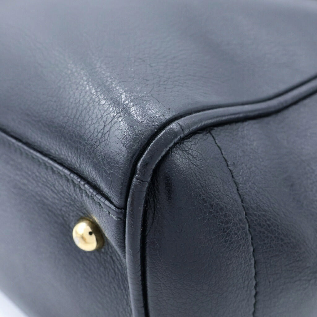 LOEWE(ロエベ) ヘリテージ スモール トートバッグ ロゴ レザー ブラック