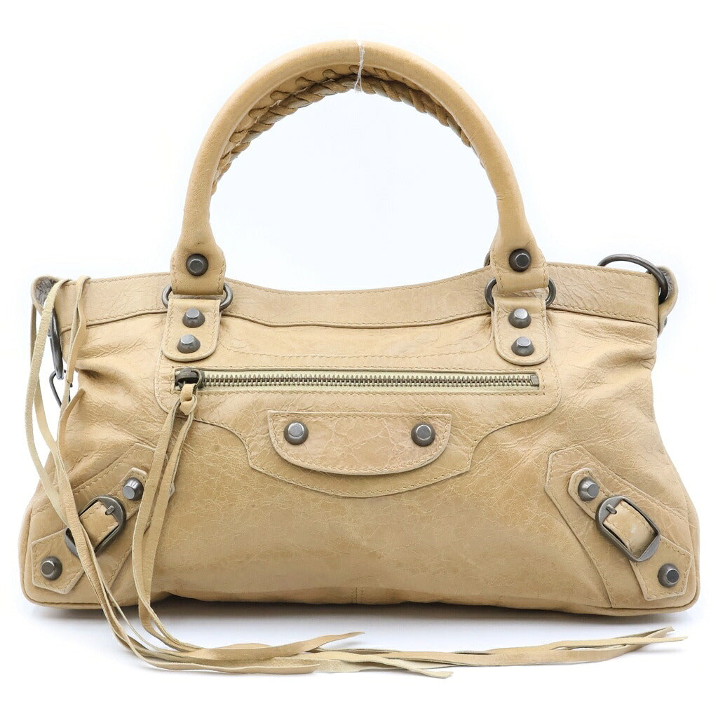 BALENCIAGA(バレンシアガ) ザ ファースト シティ 2WAY ショルダーバッグ ハンドバッグ レザー ベージュ