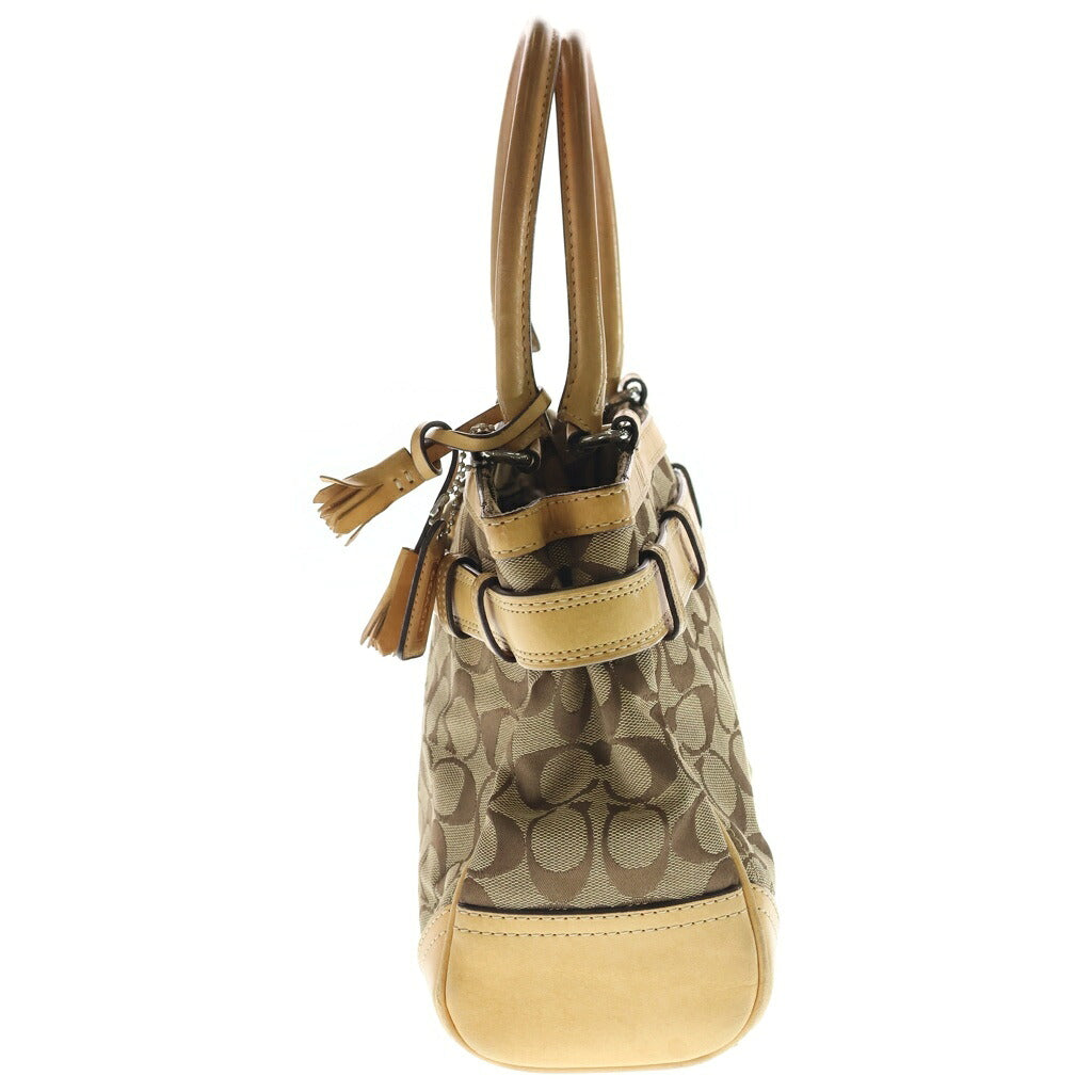 COACH(コーチ) シグネチャーハンドバッグ ブラウン レザー×キャンバス 8K06 ゴールド金具