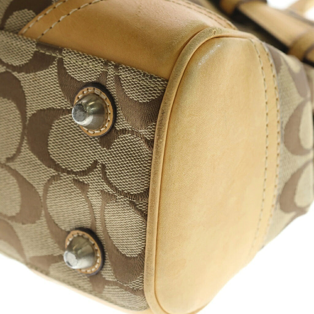 COACH(コーチ) シグネチャーハンドバッグ ブラウン レザー×キャンバス 8K06 ゴールド金具