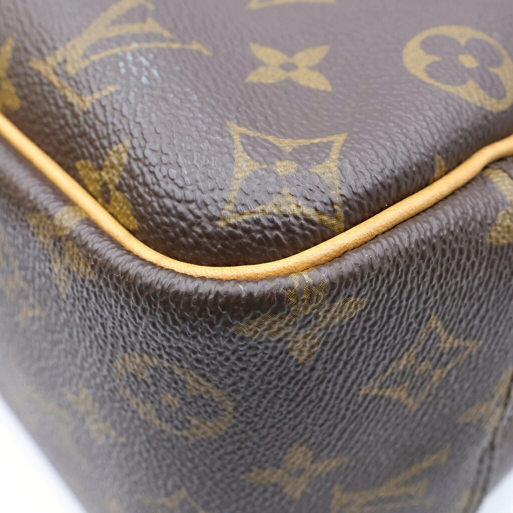 LOUIS VUITTON(ルイヴィトン) モノグラム ドーヴィル ハンドバッグ ブラウン レザー×PVC M47270 ゴールド金具