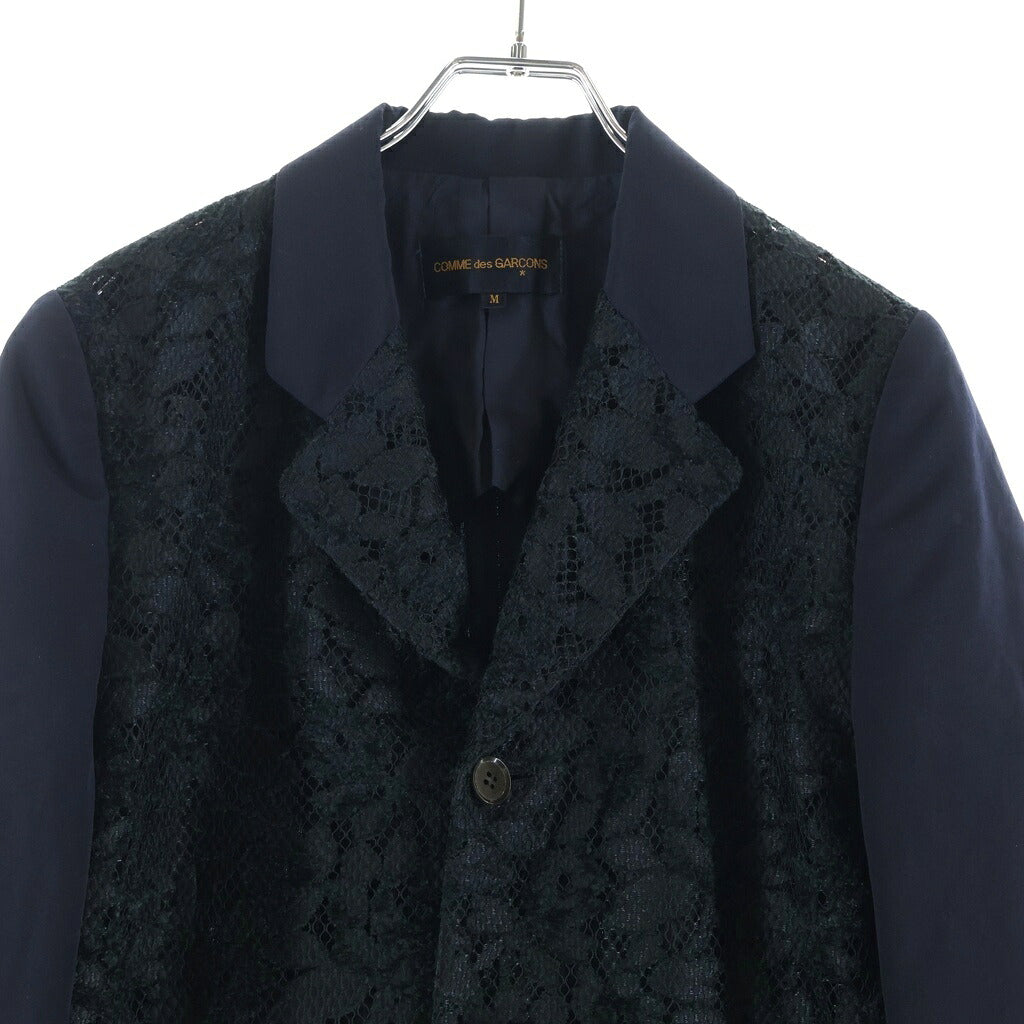 COMME des GARCONS(コムデギャルソン) リリス期 レース切り替え テーラードジャケット ネイビー×ブラック GJ-11050M