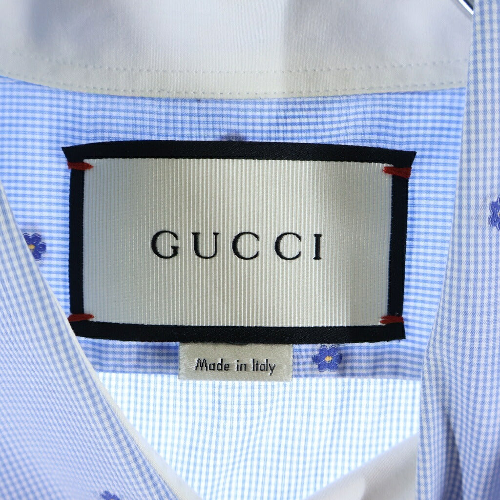 GUCCI(グッチ) 長袖シャツ ブルー フラワーステッチ 428839