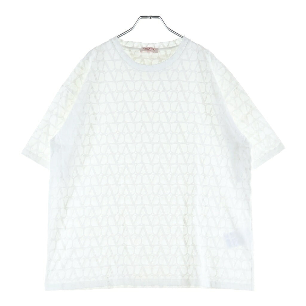 VALENTINO(ヴァレンティノ) Vロゴ 総柄 半袖カットソー Tシャツ ホワイト コットン