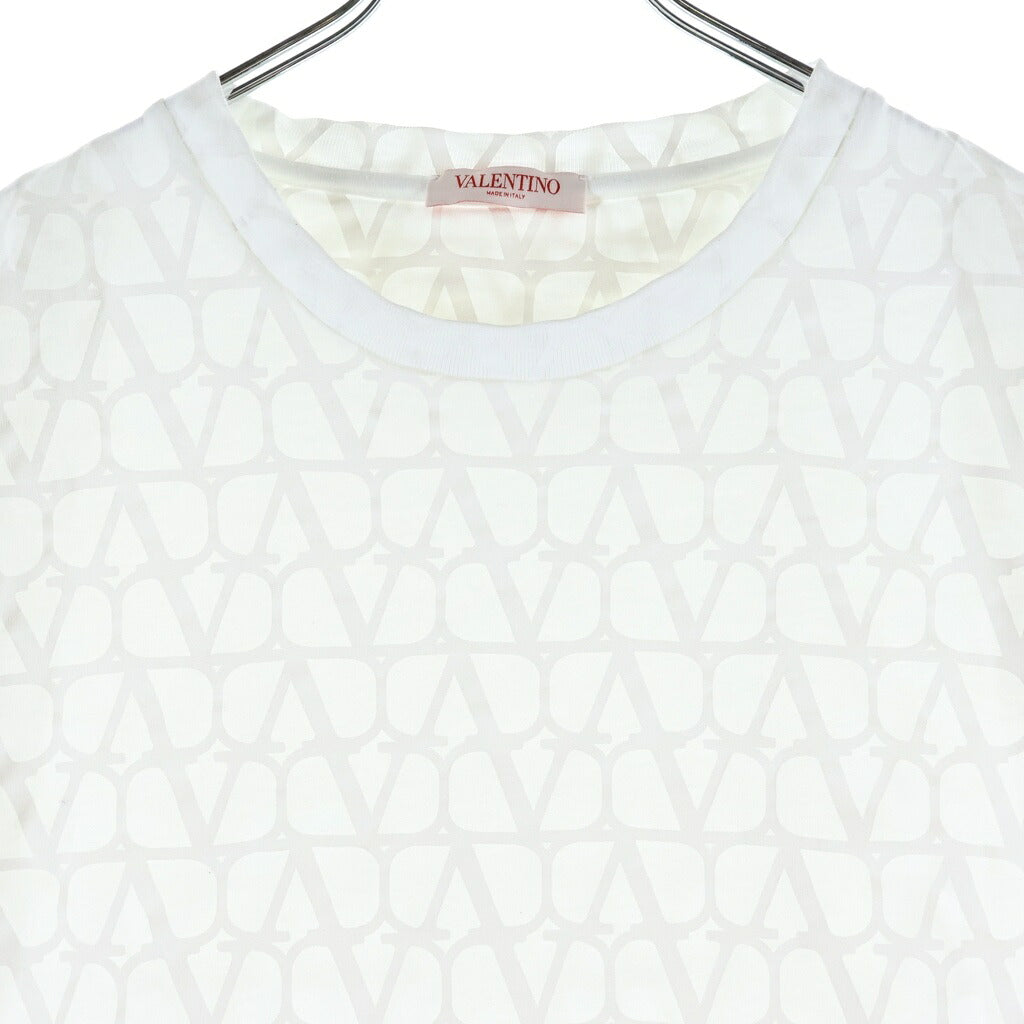 VALENTINO(ヴァレンティノ) Vロゴ 総柄 半袖カットソー Tシャツ ホワイト コットン