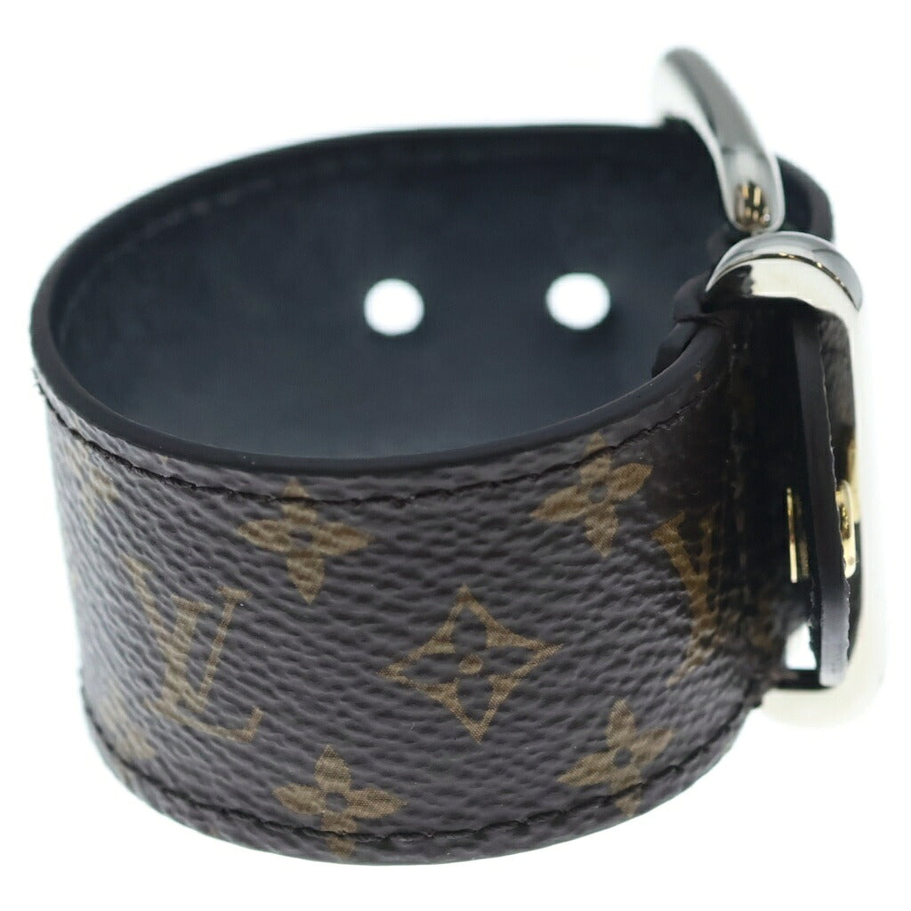 LOUIS VUITTON(ルイヴィトン) カフ LV エンブレム バングル ブレスレット ブラウン×ブラック PVC×レザー M4356F