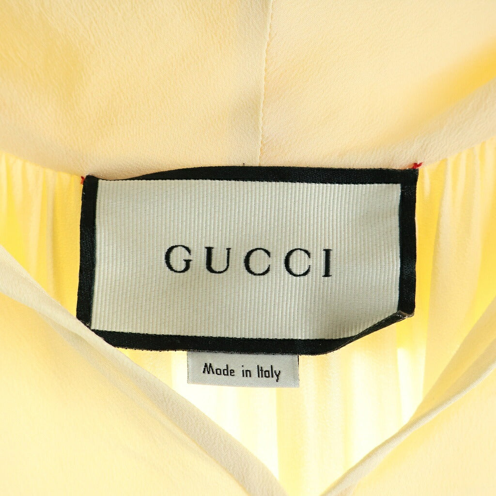 GUCCI(グッチ) ボウタイカラー シルク 長袖シャツ ブラウス イエロー レディース 596993
