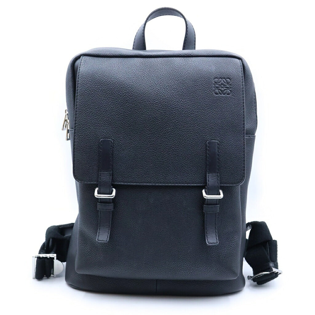LOEWE(ロエベ) ミリタリー バックパック リュックサック アナグラム レザー ブラック