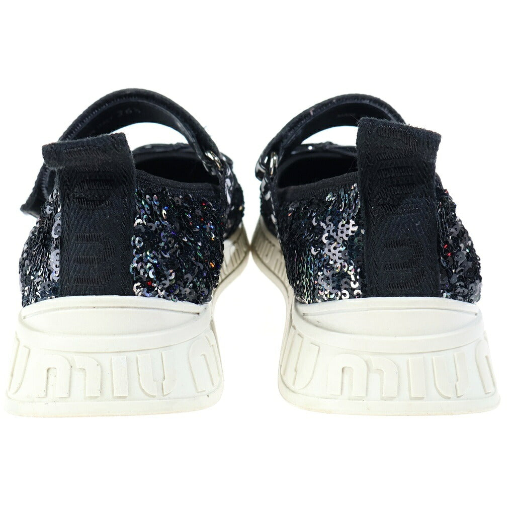 miumiu(ミュウミュウ) スパンコール スニーカー バレリーナ ブラック レディース