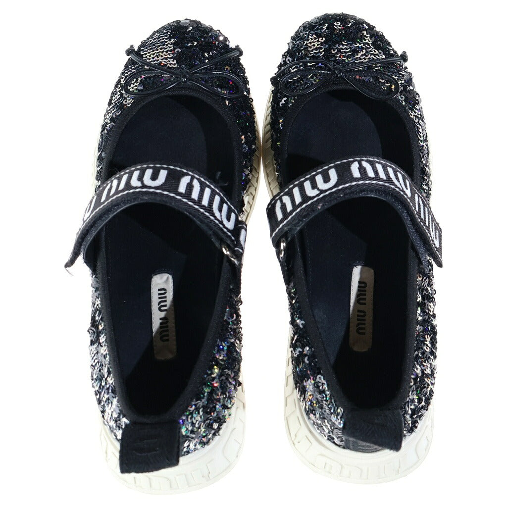 miumiu(ミュウミュウ) スパンコール スニーカー バレリーナ ブラック レディース