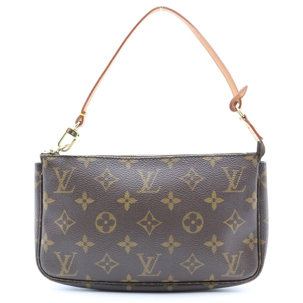 LOUIS VUITTON(ルイヴィトン) モノグラム ポシェットアクセソワール ハンドバッグ ポーチ ケース ブラウン レザー×PVC M51980 ゴールド金具