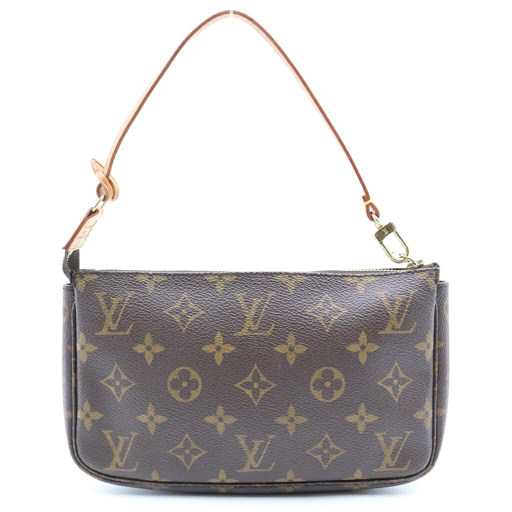 LOUIS VUITTON(ルイヴィトン) モノグラム ポシェットアクセソワール ハンドバッグ ポーチ ケース ブラウン レザー×PVC M51980 ゴールド金具