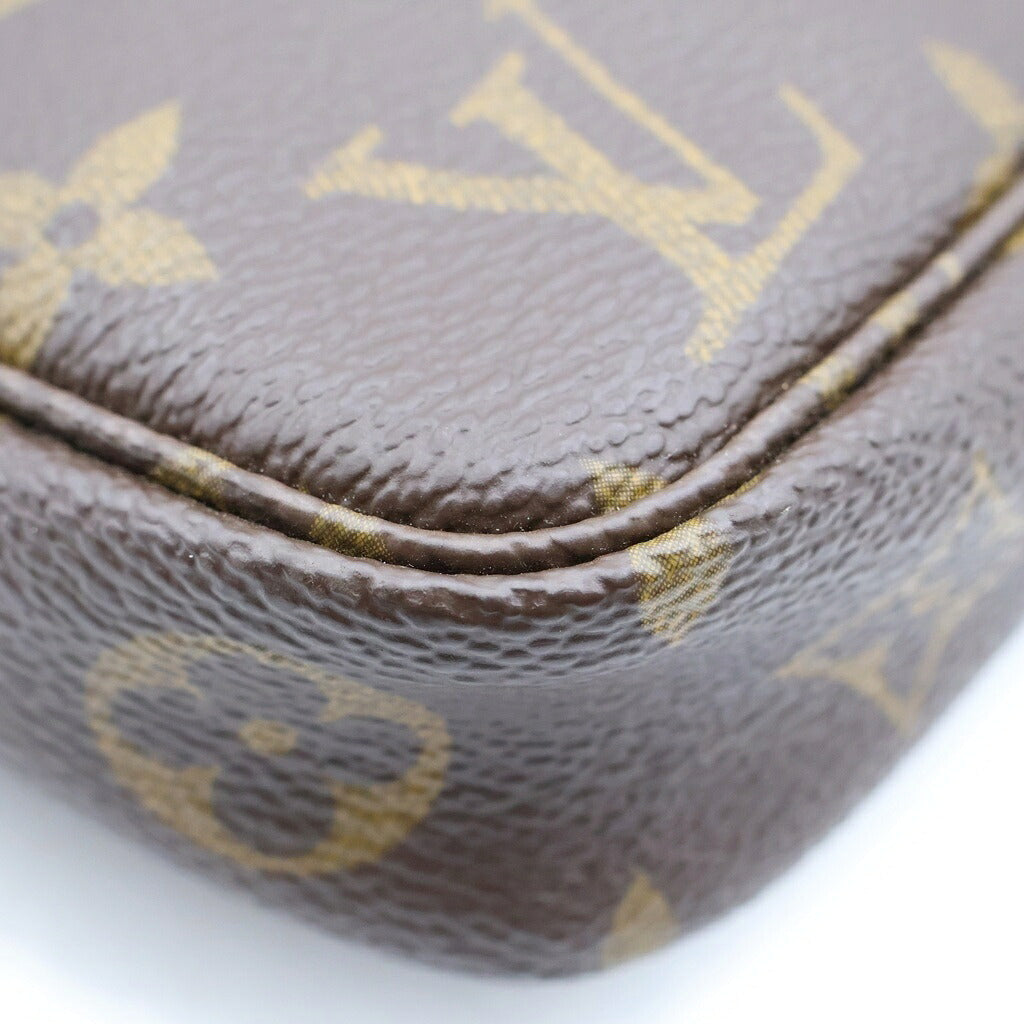 LOUIS VUITTON(ルイヴィトン) モノグラム ポシェットアクセソワール ハンドバッグ ポーチ ケース ブラウン レザー×PVC M51980 ゴールド金具