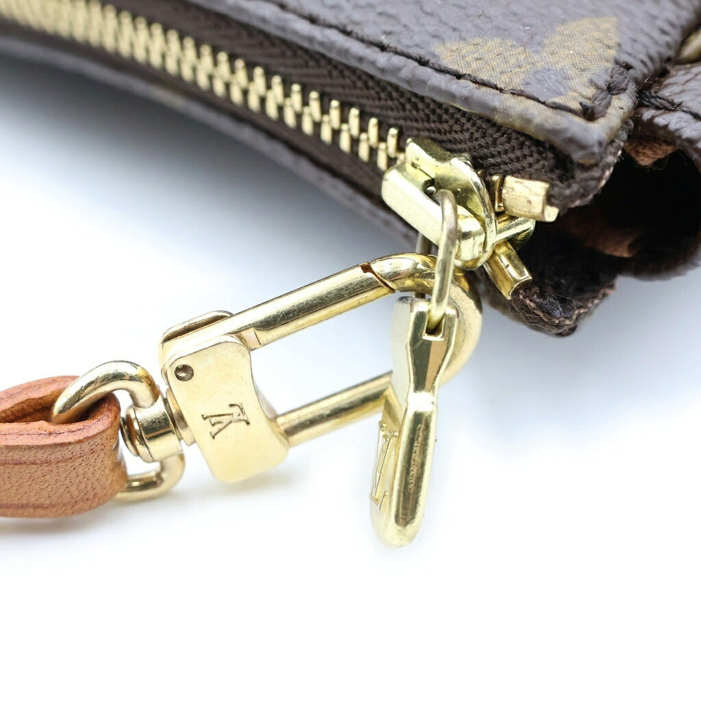 LOUIS VUITTON(ルイヴィトン) モノグラム ポシェットアクセソワール ハンドバッグ ポーチ ケース ブラウン レザー×PVC M51980 ゴールド金具