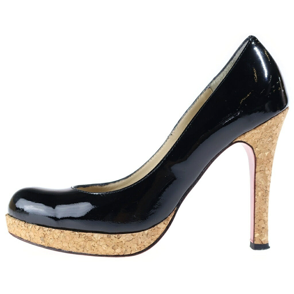 CHRISTIAN LOUBOUTIN(クリスチャンルブタン) パンプス ヒール エナメル コルク ブラック/レッド レディース