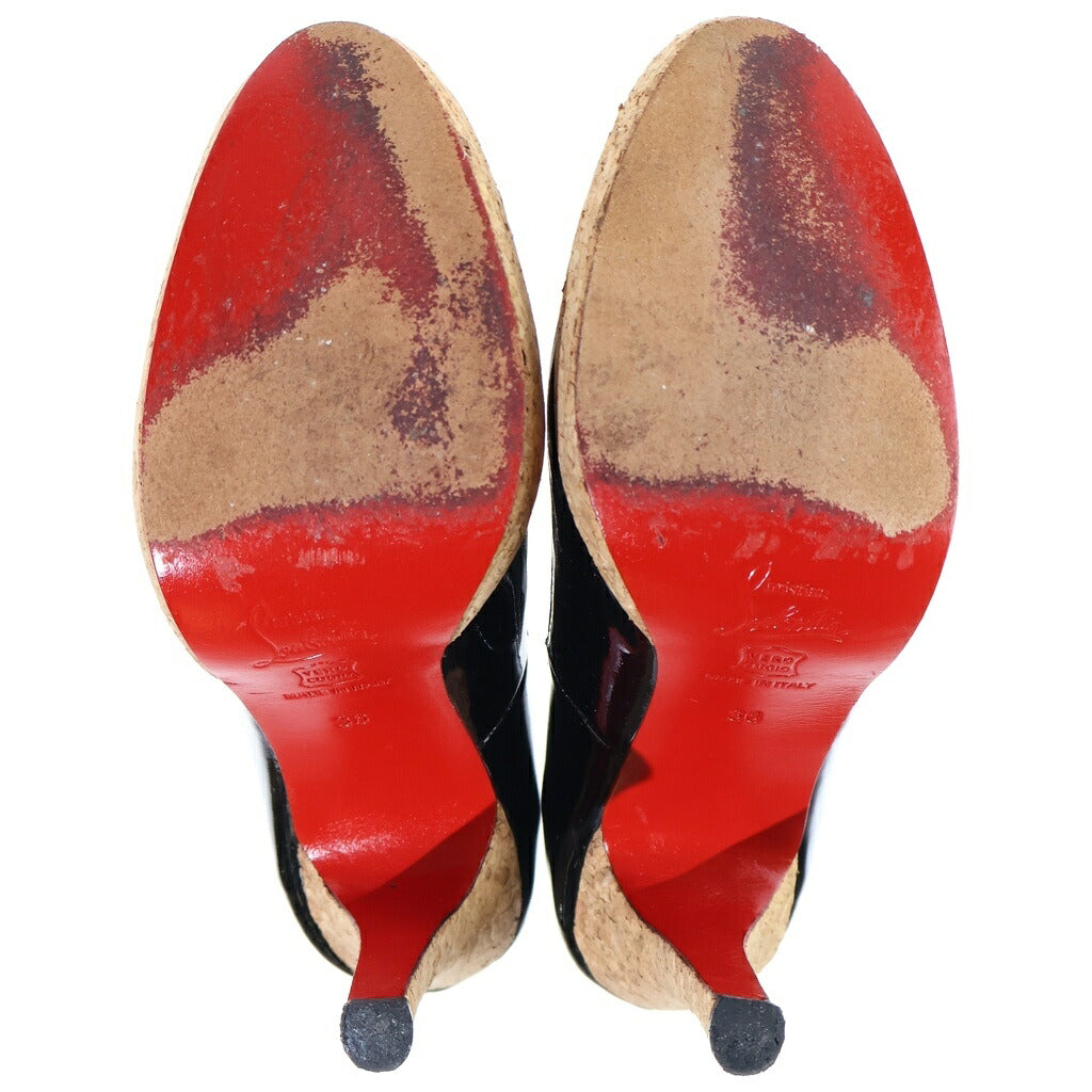 CHRISTIAN LOUBOUTIN(クリスチャンルブタン) パンプス ヒール エナメル コルク ブラック/レッド レディース