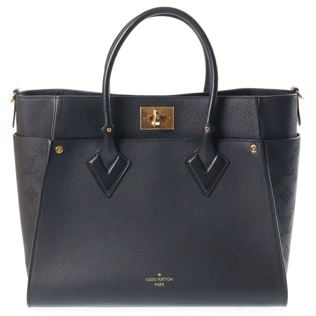 LOUIS VUITTON(ルイヴィトン) モノグラム タフタージュ オンマイサイドGM ハンドバッグ ショルダーバッグ 2WAY ブラック レザー M22225 ICタイプ