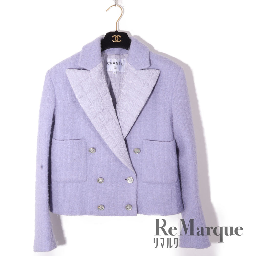 CHANEL(シャネル) Light Pink Double Tweed Jacket ココボタン ダブル ツイードジャケット ココボタン ライトピンク 21S コットン×ポリエステル