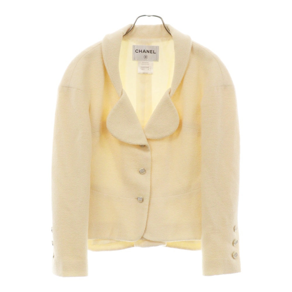 CHANEL(シャネル) ジャケット アイボリー ウール ココマーク×ラインストーンボタン #38 P42610 レディース