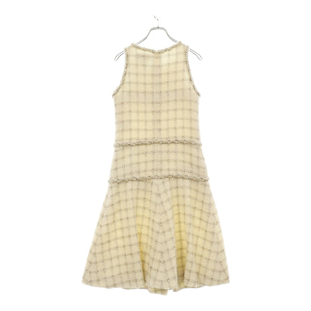 CHANEL(シャネル) ノースリーブ ワンピース ゴールド ベージュ チェーン ウール 36 P41854