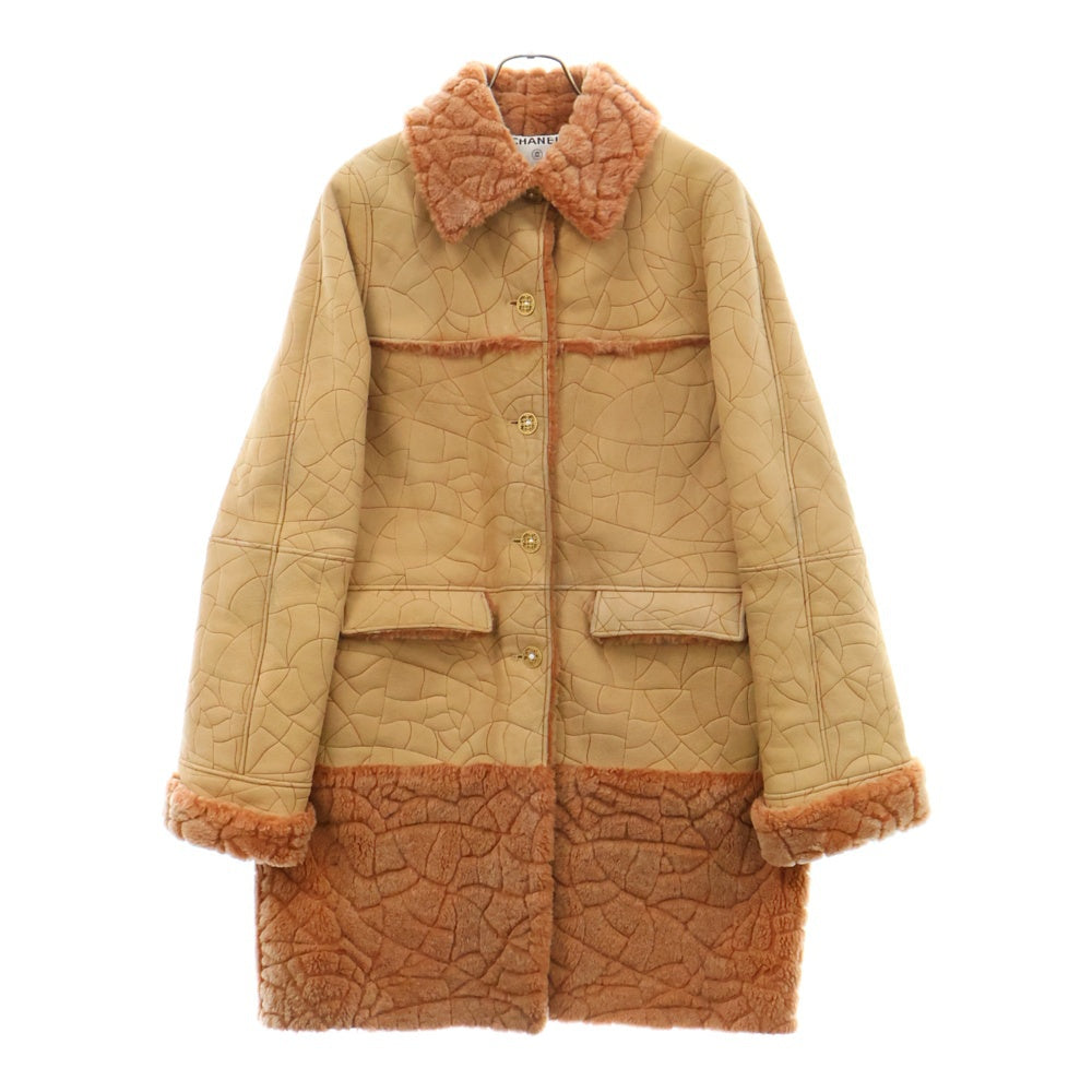 CHANEL(シャネル) ココマーク ムートンコート ベージュ×ピンク ウール P18471 38 レディース