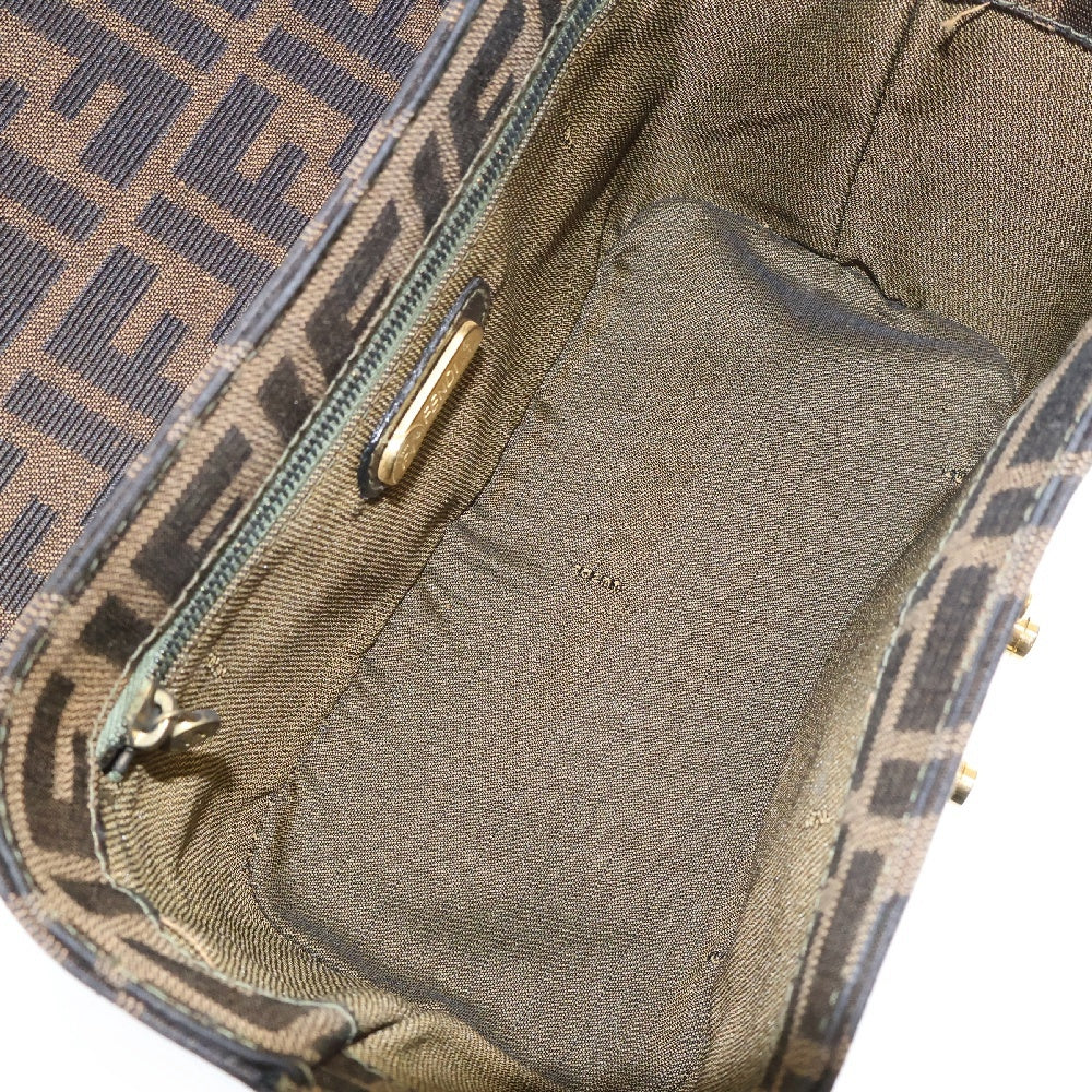 FENDI(フェンディ) FFロゴ ズッカ柄 キャンパス バニティバッグ ハンドバッグ ブラウン レディース