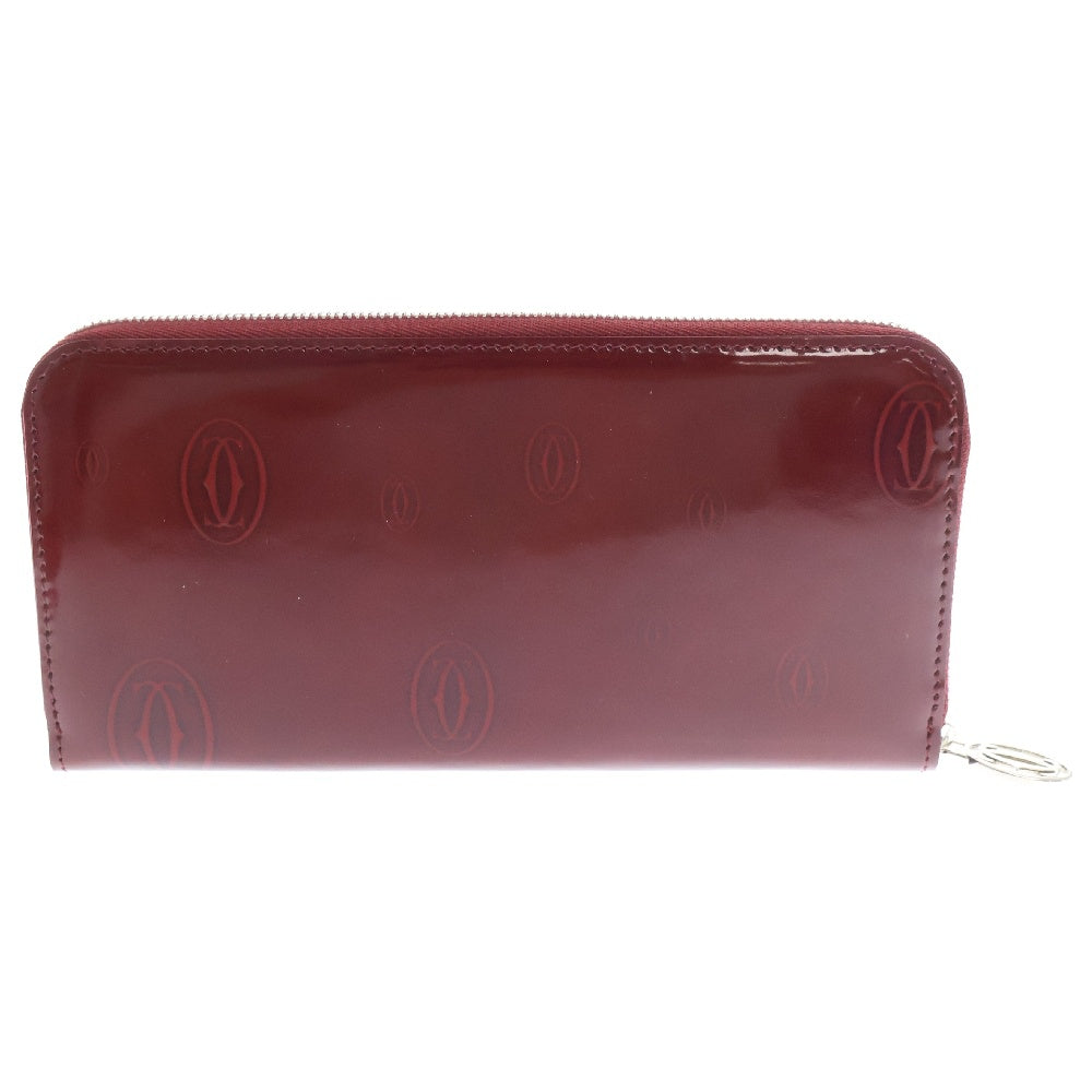 Cartier(カルティエ) ハッピーバースデイ ロングジップウォレット レッド エナメル 長財布