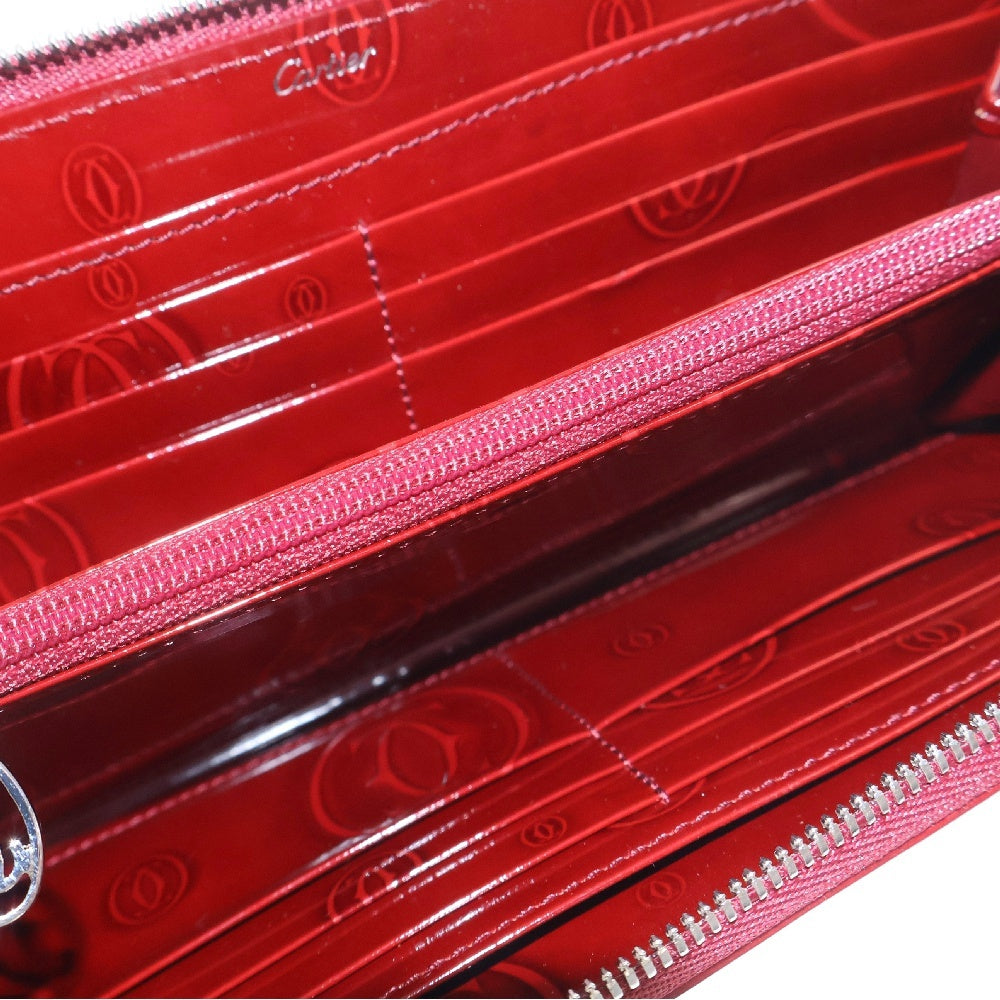 Cartier(カルティエ) ハッピーバースデイ ロングジップウォレット レッド エナメル 長財布