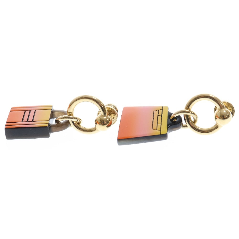 HERMES(エルメス) アミュレット フュージョン マロキニエ カデナ&ケリーモチーフ バッファローホーンピアス オレンジ レディース
