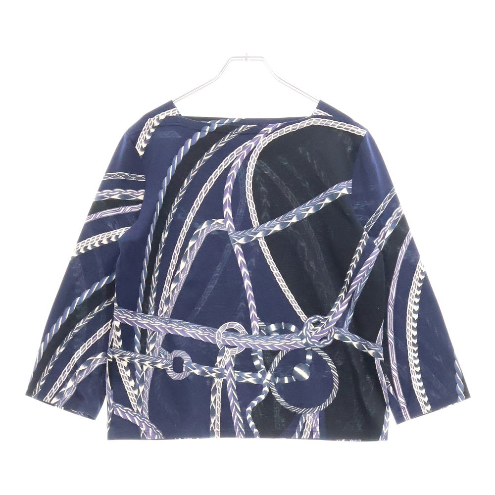 HERMES(エルメス) ポートネックチェーンデザインTシャツ カットソー ネイビー レディース