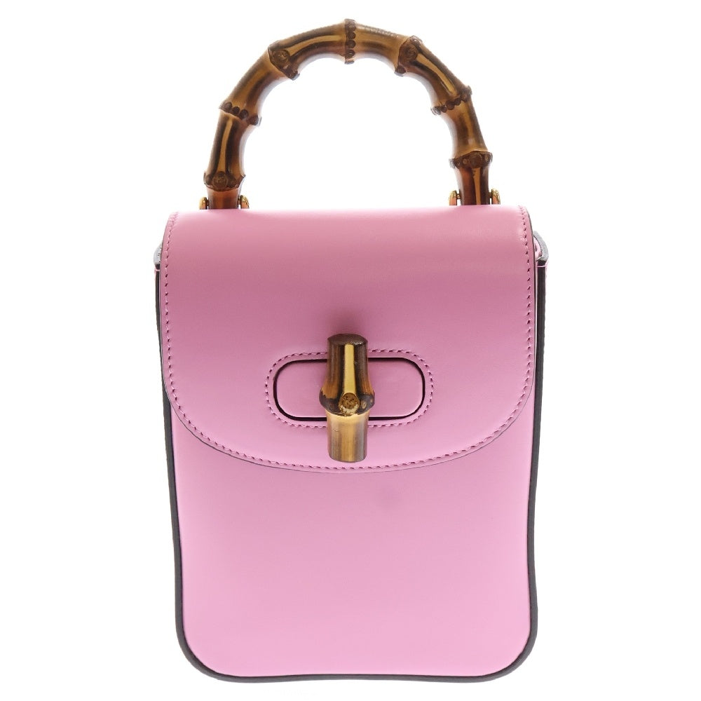 GUCCI(グッチ) バンブーミニ レザー3WAY ハンドバッグ ショルダーバッグ ピンク 702106