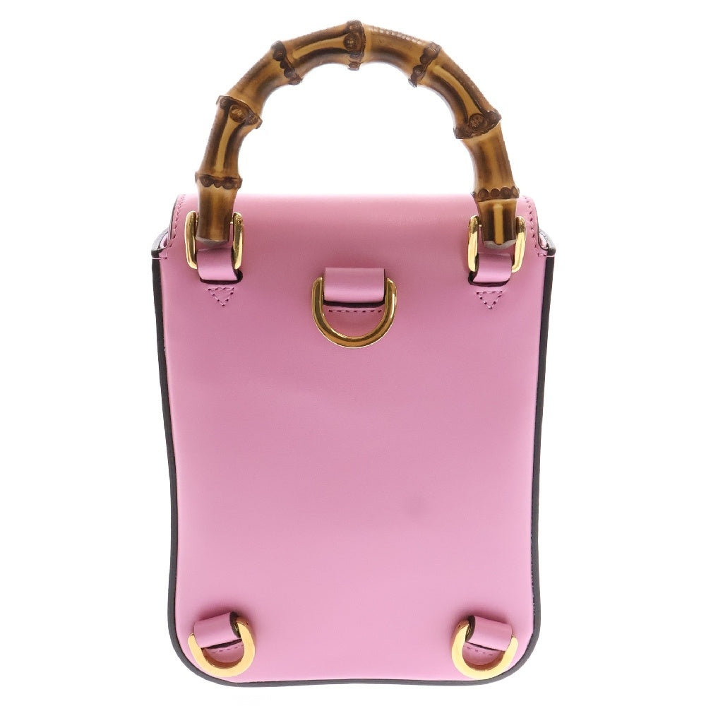 GUCCI(グッチ) バンブーミニ レザー3WAY ハンドバッグ ショルダーバッグ ピンク 702106