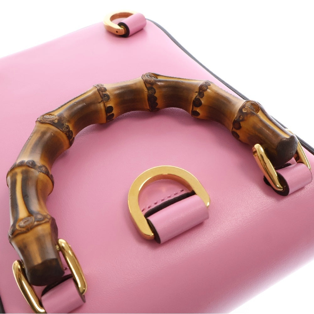 GUCCI(グッチ) バンブーミニ レザー3WAY ハンドバッグ ショルダーバッグ ピンク 702106