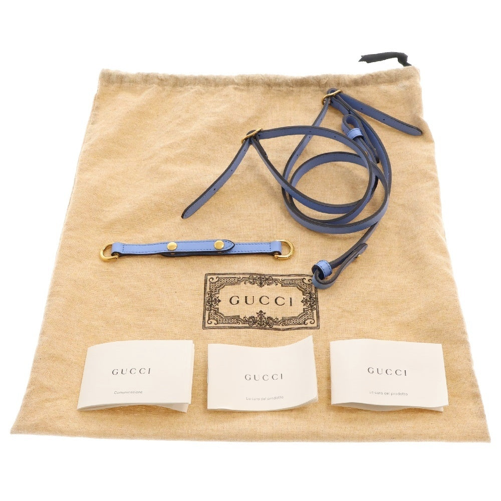 GUCCI(グッチ) バンブーミニ レザー3WAY ハンドバッグ ショルダーバッグ ブルー 702106
