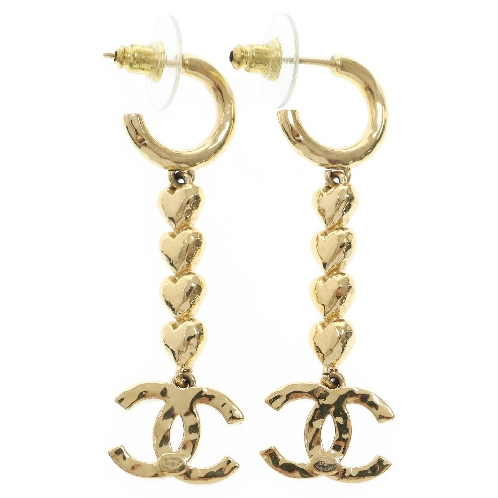 CHANEL(シャネル) ココマーク ハート ラインストーン ピアス ゴールド アクセサリー B23P