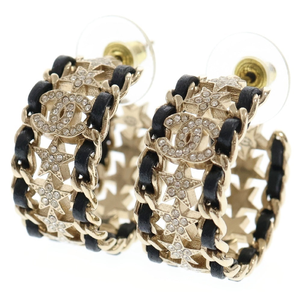 CHANEL(シャネル) ココマーク スター ラインストーン ブラック×ゴールド ピアス アクセサリー