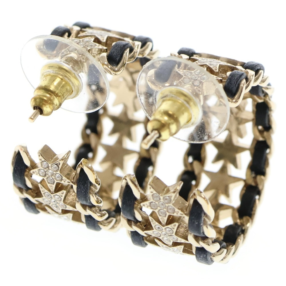 CHANEL(シャネル) ココマーク スター ラインストーン ブラック×ゴールド ピアス アクセサリー