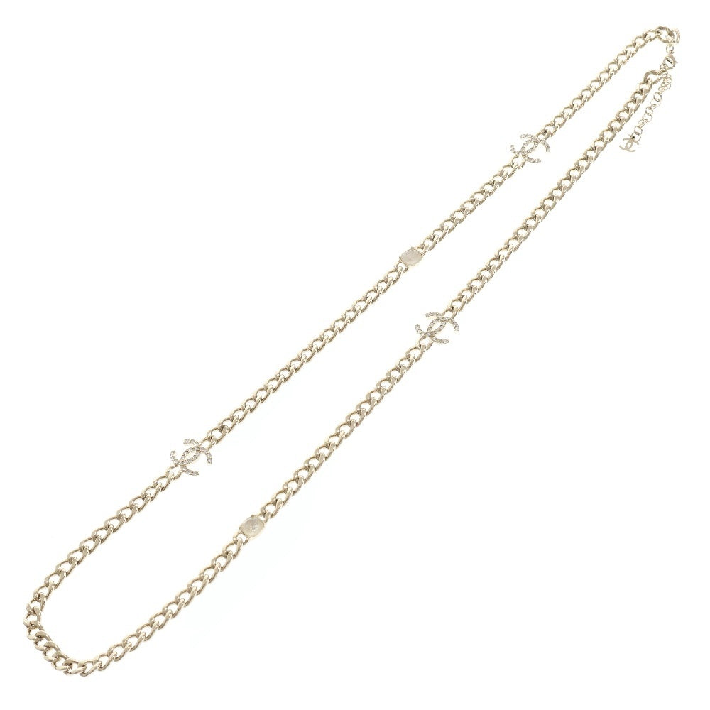 CHANEL(シャネル) ココマーク ラインストーン ロングネックレス ゴールド メタル ペンダント C23C