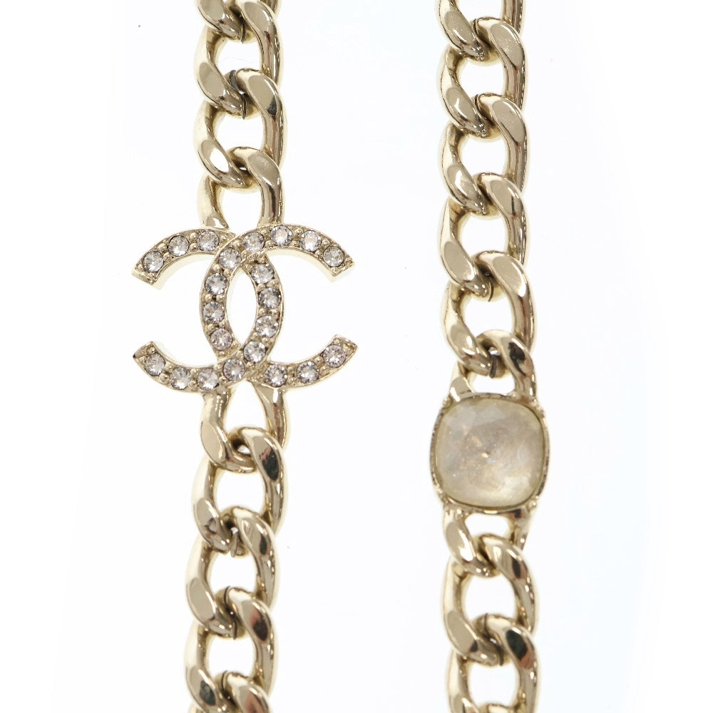 CHANEL(シャネル) ココマーク ラインストーン ロングネックレス ゴールド メタル ペンダント C23C