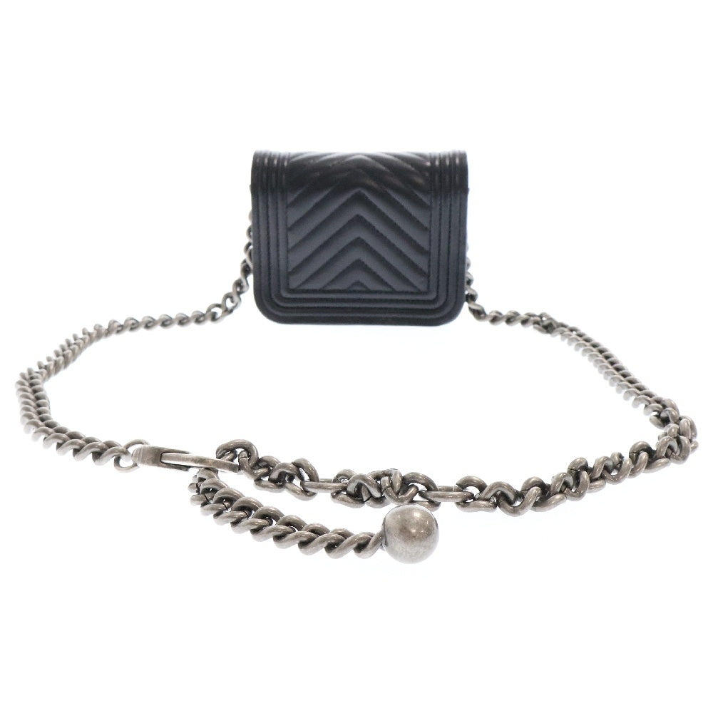 CHANEL(シャネル) ボーイシャネル Vステッチ ミニミニチェーンショルダー ミニバッグ ブラック ラムスキン SV金具 AP2709