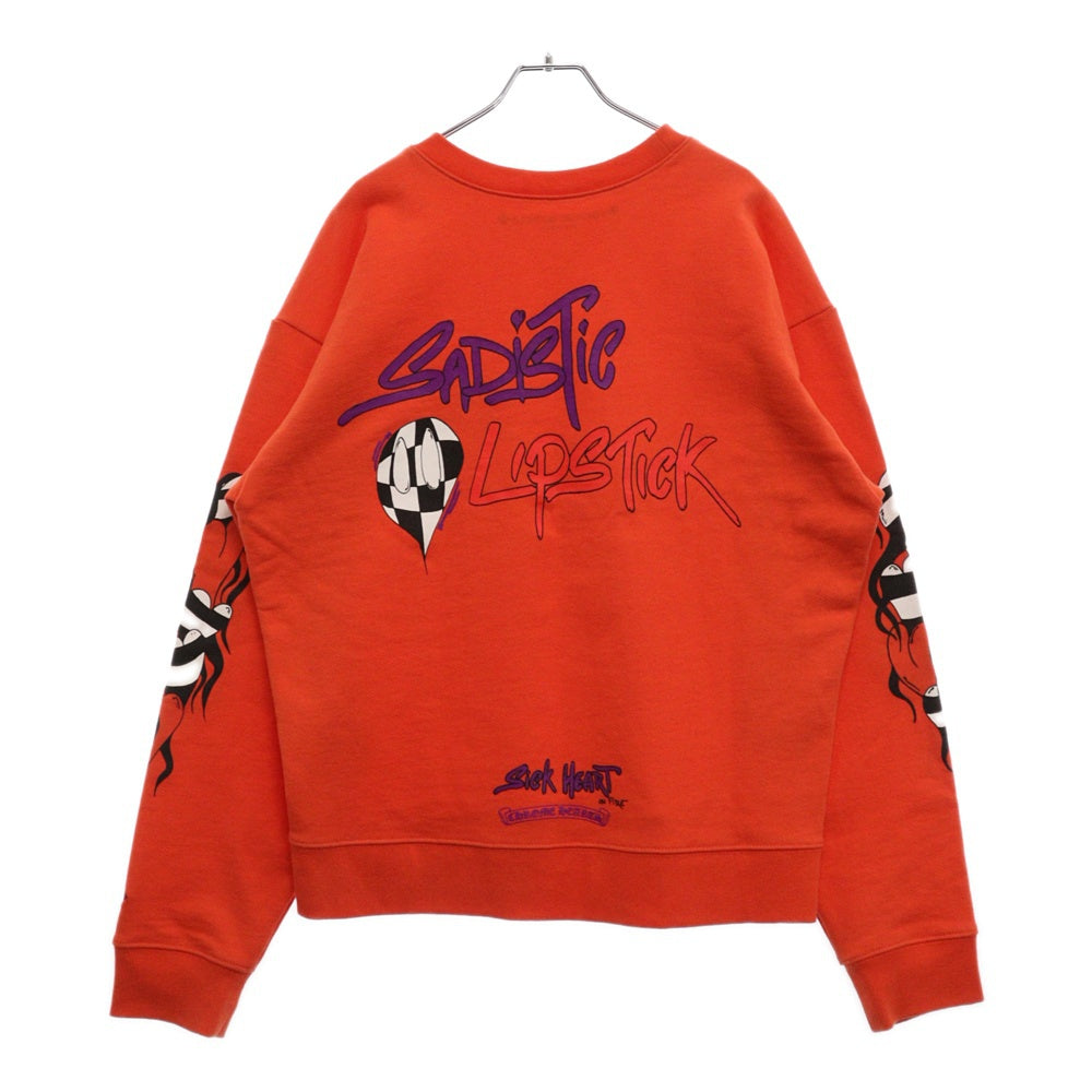 CHROME HEARTS(クロムハーツ) 23SS ×MATTY BOY SPARK THE HEART SWTSHRT マッティボーイ プロスパーク ザ ハート プリント クルーネックスウェットトレーナー レッド
