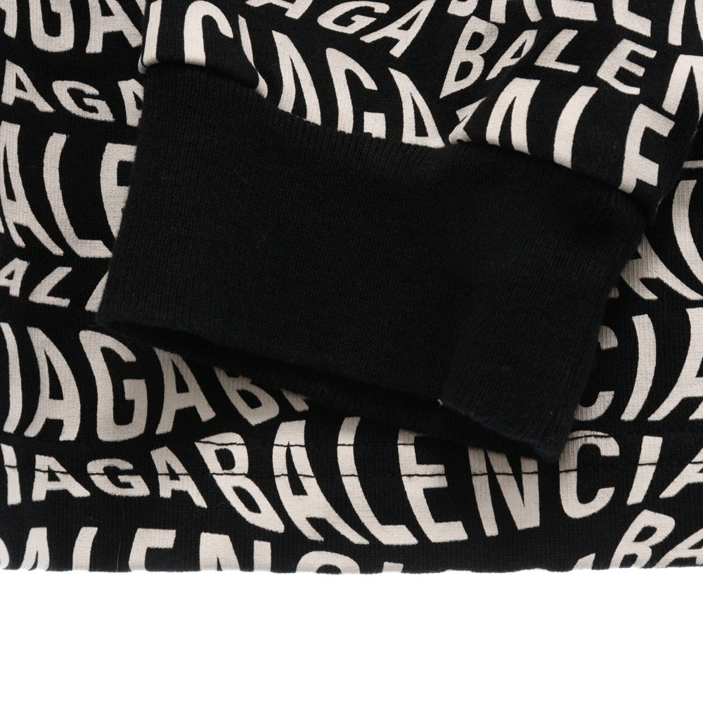 BALENCIAGA(バレンシアガ) 19AW Wave Logo L/S Tee 583113 TFV48 ウェーブロゴ クルーネック 長袖Tシャツ カットソー ブラック×ホワイト