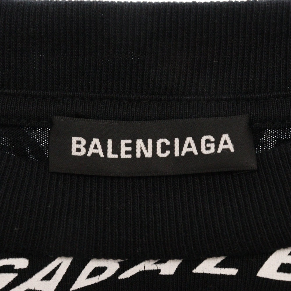 BALENCIAGA(バレンシアガ) 19AW Wave Logo L/S Tee 583113 TFV48 ウェーブロゴ クルーネック 長袖Tシャツ カットソー ブラック×ホワイト