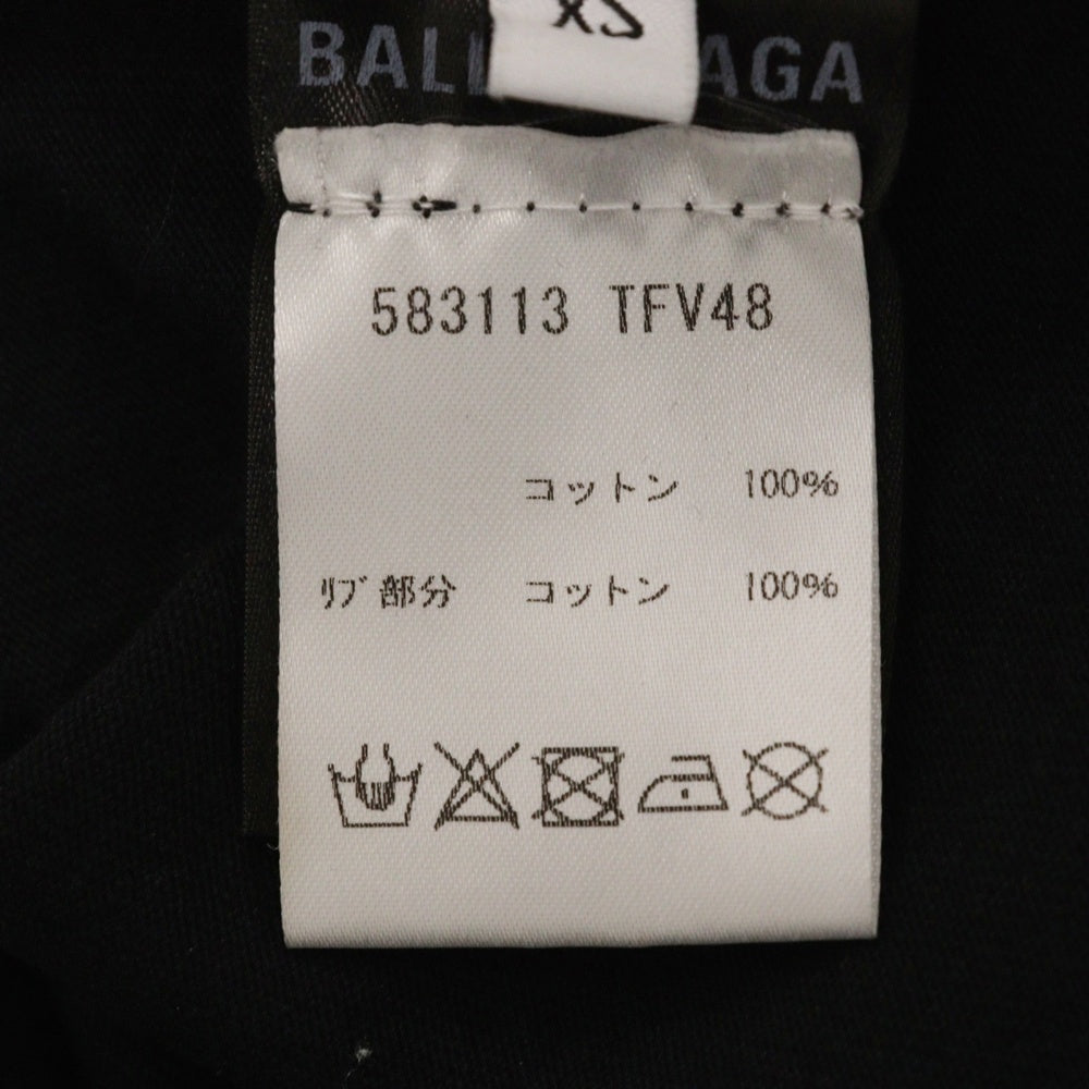 BALENCIAGA(バレンシアガ) 19AW Wave Logo L/S Tee 583113 TFV48 ウェーブロゴ クルーネック 長袖Tシャツ カットソー ブラック×ホワイト