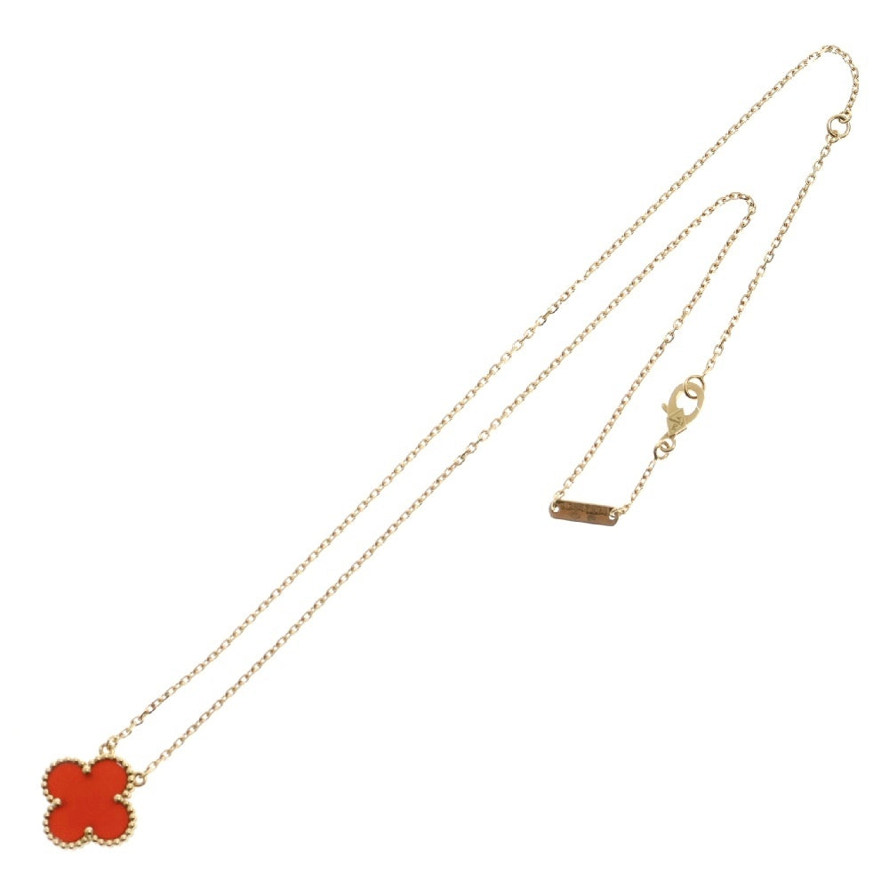 Van Cleef & Arpels(ヴァンクリーフアンドアーペル) ヴィンテージアルハンブラ カーネリアン ネックレス Au750YG イエローゴールド VCARD38500 アクセサリー ジュエリー