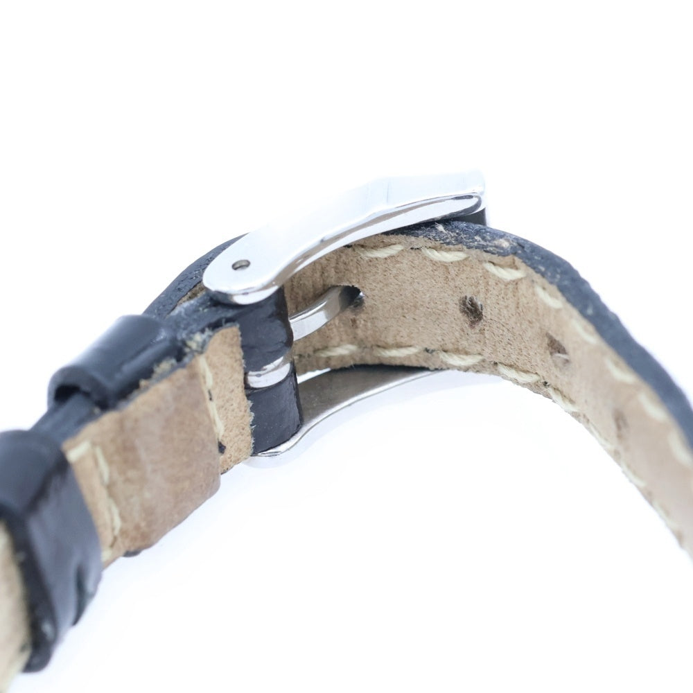 GUCCI(グッチ) シェリーライン ラウンド クロコ型押し エンボスレザーベルト ブラック文字盤 クォーツウォッチ 腕時計 シルバー/ブラック 2040L