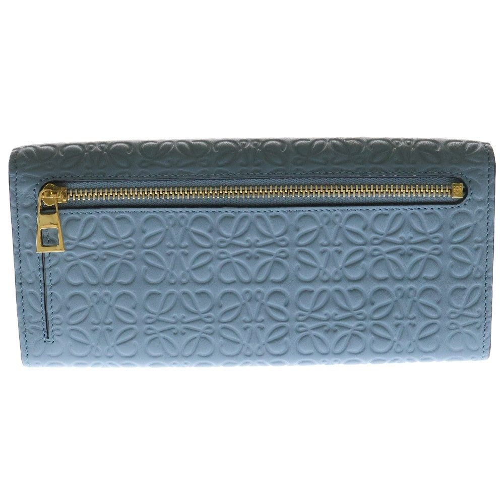 LOEWE(ロエベ) アナグラム コンチネンタル ロングウォレット ブルー レザー 二つ折り財布