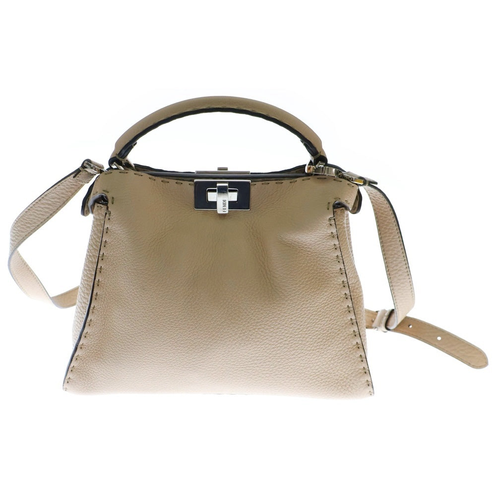 FENDI(フェンディ) ピーカブー アイコニック エッセンシャリー 2WAYバッグ ハンドバッグ ショルダーバッグ ピンクベージュ レザー シルバー金具 8BM302
