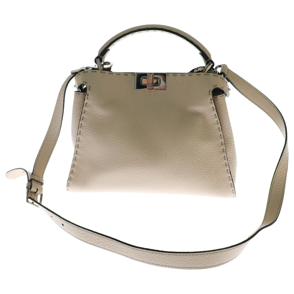 FENDI(フェンディ) ピーカブー アイコニック エッセンシャリー 2WAYバッグ ハンドバッグ ショルダーバッグ ピンクベージュ レザー シルバー金具 8BM302