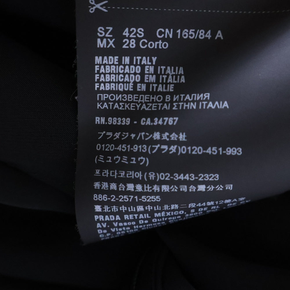 PRADA(プラダ) 20SS トライアングルロゴプレート ポーチ付き モックネック ジップ ノースリーブ ミディアムワンピース ドレス ブラック レディース P3B81H S202 1RW9